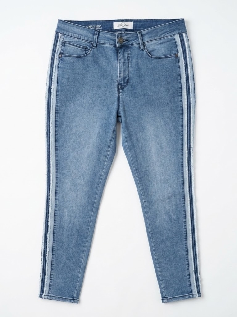Lola Jeans Alexa High Rise Frayed Side Stripe Skinny Jeans  Edgy Chic Y2K Indie